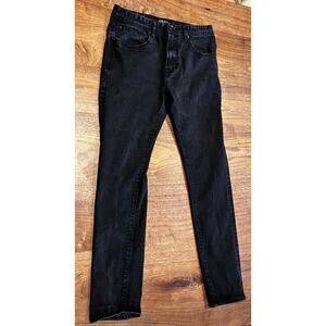 AKOO Men’s Skinny Jeans Size 32 Black Stretch Denim Streetwear